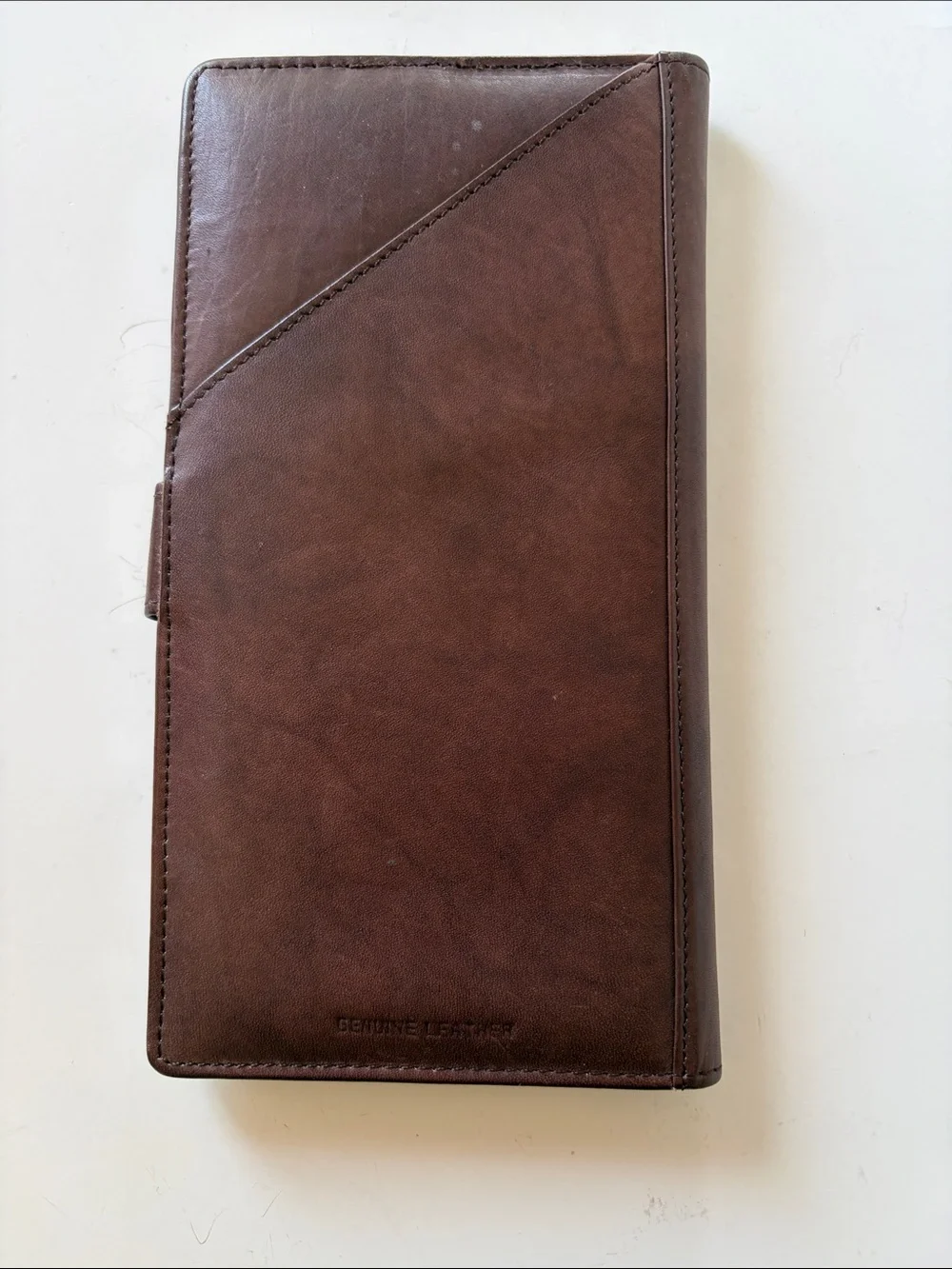 Men's Brown Leather Phone Wallet with Secure Snap Tab